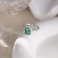 wholesale S925 Sterling Silver New 2ct Cultivated Emerald 6*8 Ring for Women Vintage and Versatile-0-5