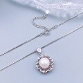 wholesale S925 Sterling Silver Freshwater Pearl Sunflower Pendant, Fashionable, Exquisite, and Elegant High-end Jewelry Gift for Mom-0-6