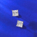 wholesale S925 Silver 7*7mm Princess-Cut White Diamond Personalized Style Stud Earrings for Cross-Border E-Commerce-0-2