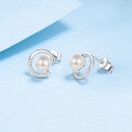 wholesale S925 Sterling Silver Micro-Inlaid Moissanite Short Earrings with Freshwater Pearl Studs, Fashionable and Minimalist, Ready for Wholesale-0-2