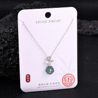Metal Alloy Crystal Butterfly Necklace and Earring Set-S925 Sterling Silver + Jadeite NA-0158B 925 Silver