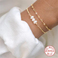 wholesale S925 Sterling Silver Minimalist Pearl Bracelet, Korean Style Aesthetic, Viral Office Wear Jewelry-0-2