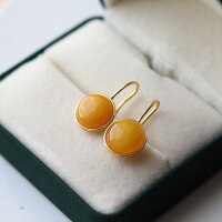 wholesale S925 Silver Natural Old Beeswax High Heel Ear Hook Full-Density Chinese Style Vintage Old Beeswax Earrings Factory Wholesale-Old wax high heels ear hooks