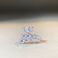 wholesale S925 Sterling Silver Adjustable Open Ring for Women, Waterdrop Full Diamond, Luxuriously Set Dragon-shaped Diamond Ring, Cross-border European and American Bestseller for Wholesale-0-0