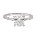 wholesale S925 Sterling Silver Four-Claw Moissanite Diamond Ring for Women, Micro-Set Princess Square Thin Band Stackable Petite-0-4