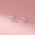 wholesale S925 Sterling Silver Fresh and Sweet Ins Style Exquisite and Lovely Diamond-inlaid Hollow Little Cat Ear Studs M06643-0-0