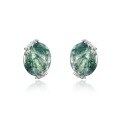 wholesale Spring/Summer New Collection Willow Whisper Series 925 Silver Gold-Plated Green Agate Stud Earrings for Women-0-4