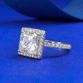 wholesale S925 Silver Princess Square 8*8mm High Carbon Diamond Ring for Women Cross-border Ins Style One-Piece Drop Shipping-0-1
