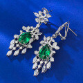 wholesale S925 Silver Mu Jing Jewelry 8*12 Autumn Wind and Falling Leaves Green Gemstone Earrings, Light Luxury Niche Design Earrings Wholesale for Women-0-2