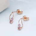 wholesale Metal material: 925 silver, rose gold Duli Jewelry Japanese-style lightweight luxury small and exquisite symmetrical earrings with amethyst new elegant earrings-0-0