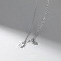 wholesale S925 Sterling Silver Good Luck Bean Square Pendant Minimalist Necklace Fashionable Personalized Understated Luxury Design-0-0