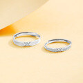wholesale S925 Sterling Silver Anniversary Couple's Ring Set for Men and Women, Minimalist and Luxurious High-End Matching Bands for Valentine's Day Gift for Girlfriend-0-1