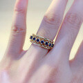 wholesale 925 Silver Gold-Plated New Royal Blue High-End Stackable Ring for Women, Fashionable Cross-Border-0-3
