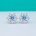 wholesale S925 Sterling Silver Snowflake Moissanite Earrings for Women, Small and Exquisite High-End Style, Versatile Silver Jewelry Wholesale-0-2