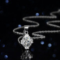 Sterling Silver Natural Blue Topaz Moissanite Necklace Pendant-0-2