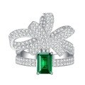 wholesale 925 Sterling Silver European & American Fashionable Bow Ring with 5*7 Emerald for Women, Unique Design New Style-0-4