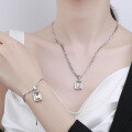 wholesale S925 Sterling Silver European and American Cross-Border Punk Style Square Zircon Exaggerated Thick Chain Minimalist Style Bracelet Necklace-0-3
