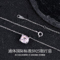 S925 Silver Pink High-Carbon Diamond Ice-Cut Choker Necklace Wholesale-0-0