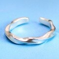 wholesale 925 Sterling Silver Minimalist Möbius Couple Ring for Women, Irregular Small Wave Design Matching Band for Men, Open Ring for Students-0-2