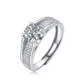925 Sterling Silver Moissanite Arch Micro-Set Magpie Bridge Ring, Four-Prong Bullhead Design-0-3