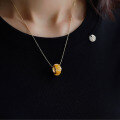 wholesale S925 silver inlaid natural Russian amber antique wax cube design style "Lulu Tong" pendant for wholesale-0-3
