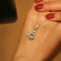 wholesale S925 Sterling Silver Aquamarine Necklace for Women, Summer Luxury Small Design Collarbone Chain, New Ins Trend-0-2