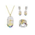wholesale S925 Sterling Silver Natural Colored Gemstone Jewelry Set with Original Design Pendant, Earrings, Necklace, and Ring-0-0