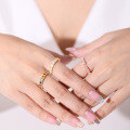 wholesale 14k gold plated S925 sterling silver inlaid with colored gemstone row ring, lightweight luxury fashion simple rainbow nano ring-0-3
