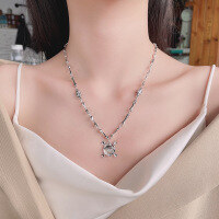 wholesale S925 Sterling Silver Skull Spliced Chain 3D Bone One Piece Luffy Hip Hop Personality Necklace-314FL/approx. 25.7g 925 silver