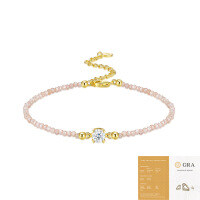 S925 Silver Gold Fashion Exquisite Moissanite Bracelet Hand Jewelry-50-point moissanite + 3-point colored zircon (with GRA certificate)  925 silver (16+5cm)