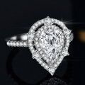 wholesale S925 Sterling Silver Moissanite Ring Women's Ice Cut Teardrop Pear Shape 2 Carat Fashion Luxury Wholesale-0-2