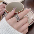 wholesale S925 Sterling Silver Heavy Work Geometric Twisted Ring Adjustable Index Finger Ring Live Stream Supply-0-3