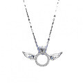 S925 Sterling Silver 1-Carat Moissanite Angel Wing Pendant Necklace-0-2