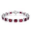 wholesale S925 silver new style 7*7 ruby square full diamond bracelet for women, personalized vintage charm-0-5