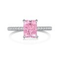 wholesale S925 Sterling Silver Cross-Border Europe and America Women's Fashion High-End Cubic Zirconia Pink Diamond Ring, Bohemian Style Versatile Hand Jewelry for Women-0-9