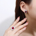 wholesale Metal material, cross-border Amazon Korean-style fashionable earrings with full diamond and lab-grown ruby for women, live factory direct sales-0-1