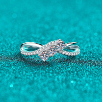 S925 Silver Full Moissanite Double-Line Women's Ring, Daily Wear Gift-41.5 points, all of Mozambique  No. 10