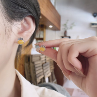 wholesale S925 Silver Retro Chinese Knot Coin Beeswax Stone Earrings, Imperial Style Design, Trendy and Versatile for Women-YFR514/approx. 1.7g 925 silver