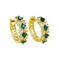 wholesale S925 Silver Women's Fashion Colored Gemstone Artificial Emerald Simulated Diamond Earrings, Daily Retro Style-0-4