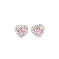 S925 Sterling Silver Heart Earrings with Zircon and Yellow Diamonds-0-3