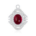 wholesale S925 Silver New Oval 8*10 Pendant with 35 Carat Red Corundum Light Luxury Ins Necklace by Shipei Jewelry-0-0