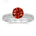 wholesale S925 Sterling Silver European and American Light Luxury High-End Four-Prong 1-Carat Round Moissanite Ring Set-0-8