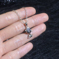 Sterling Silver Moissanite Necklace, Minimalist Ins Style Small Rose Design-0-1