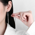 wholesale S925 Sterling Silver Korean Style Minimalist Geometric Zirconia Fringe Earrings with an Ins Aesthetic-0-3