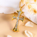 wholesale S925 Sterling Silver Plated with 18K Gold Cross Pendant Necklace for Women, Premium Moissanite Diamond Accents-0-2