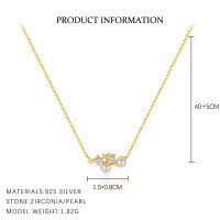 wholesale S925 Sterling Silver Star Zircon Necklace For Women, Fashionable, Light Luxury, Square Necklace, Versatile, Exquisite, Trendy, Collarbone Chain, European And American Style-A3932-Gold 925 Silver