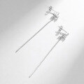 wholesale S925 Sterling Silver Bow Earrings for Women, Small and Unique Design Long Tassel Drop Earrings, Versatile and Elegant Ear Accessories-0-3