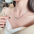 wholesale S925 Sterling Silver Plated Pin-Shaped Tassel Necklace, New Ins Design Pendant Collarbone Chain-0-1