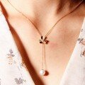 wholesale 18K Gold, 14K Gold, and 9K Gold Small Fragrance Forest-Style Pearl Necklace for Women, Diamond-Embedded Collarbone Chain, Zircon Necklace-0-2