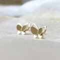 wholesale S925 sterling silver double-layer butterfly earrings for women, elegant and hypoallergenic, delicate for ear piercings, petite and refined-0-0
